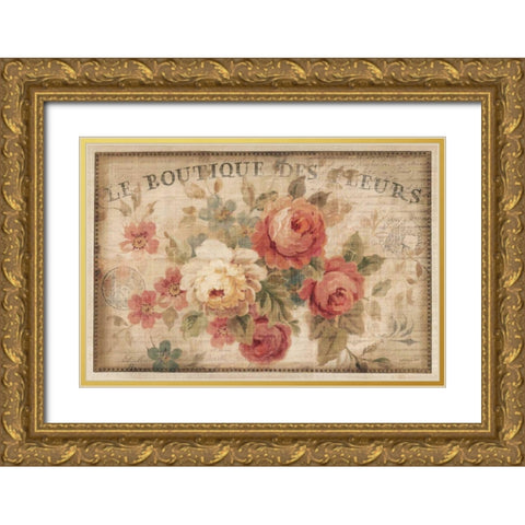 Parisian Flowers III Gold Ornate Wood Framed Art Print with Double Matting by Nai, Danhui