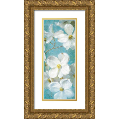 Indiness Blossom Panel Vintage II Gold Ornate Wood Framed Art Print with Double Matting by Nai, Danhui