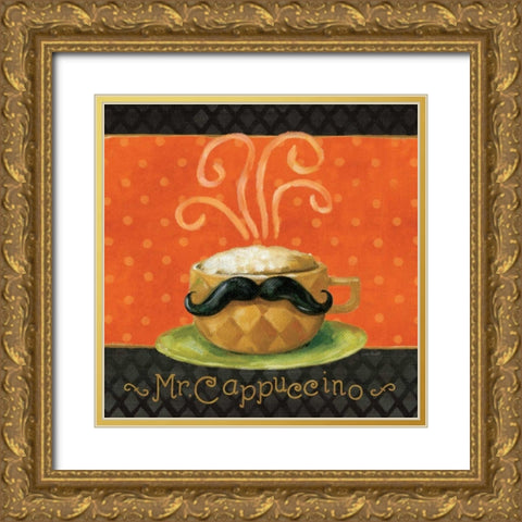 Cafe Moustache IV Square Gold Ornate Wood Framed Art Print with Double Matting by Audit, Lisa