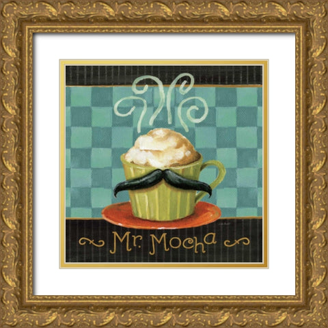 Cafe Moustache V Square Gold Ornate Wood Framed Art Print with Double Matting by Audit, Lisa