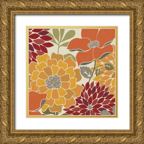 Modern Bouquet Spice Square Gold Ornate Wood Framed Art Print with Double Matting by Pela Studio