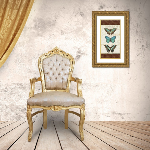 Papillons I Gold Ornate Wood Framed Art Print with Double Matting by Pela Studio