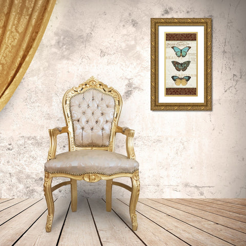 Papillons II Gold Ornate Wood Framed Art Print with Double Matting by Pela Studio
