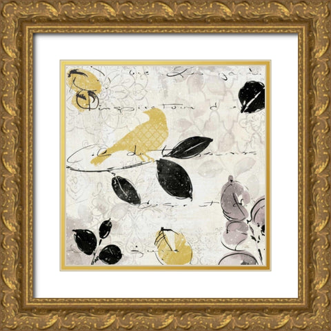 Plume and Motif I Gold Ornate Wood Framed Art Print with Double Matting by ERR, Pela