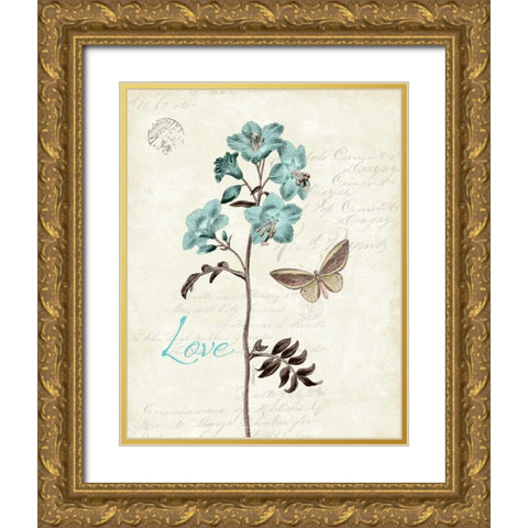 Slated Blue I Gold Ornate Wood Framed Art Print with Double Matting by Pertiet, Katie