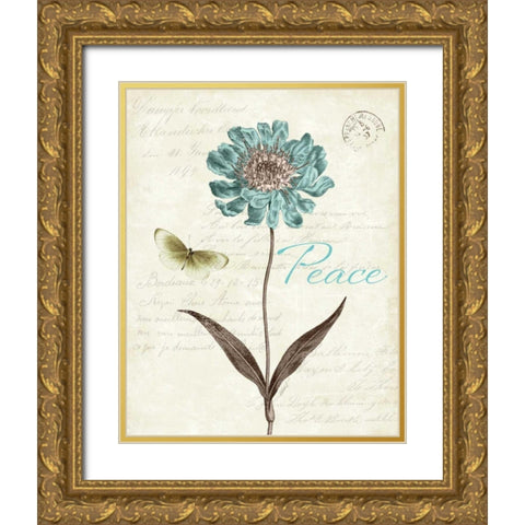 Slated Blue IV Gold Ornate Wood Framed Art Print with Double Matting by Pertiet, Katie