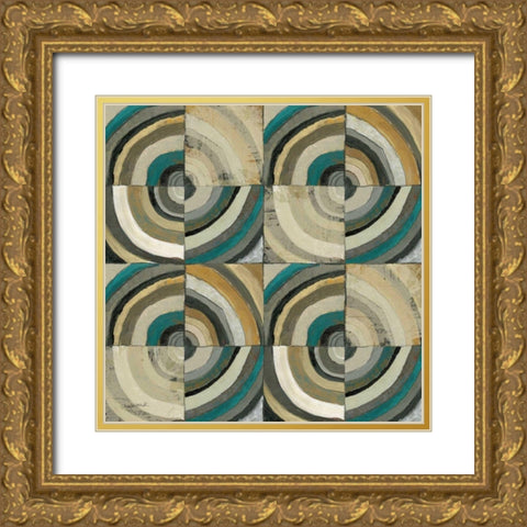 The Center II Abstract Turquoise Gold Ornate Wood Framed Art Print with Double Matting by Warrick, Cheryl