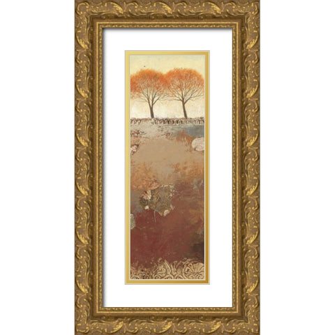 Field and Forest Panel III Gold Ornate Wood Framed Art Print with Double Matting by Wiens, James