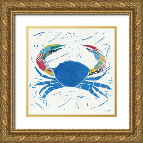 Sea Creature Crab Color Gold Ornate Wood Framed Art Print with Double Matting by Prahl, Courtney