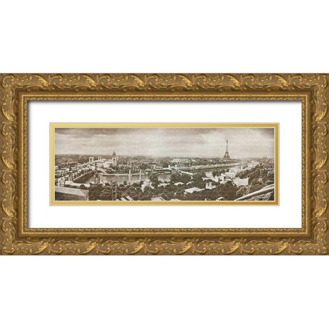 Paris Panorama Gold Ornate Wood Framed Art Print with Double Matting by Wild Apple Portfolio