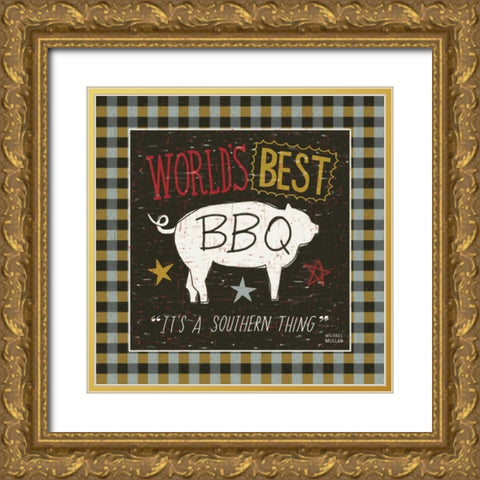 Southern Pride Best BBQ Gold Ornate Wood Framed Art Print with Double Matting by Mullan, Michael