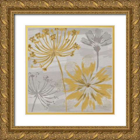 Flowers in the Wind II Gold Ornate Wood Framed Art Print with Double Matting by Charron, Veronique