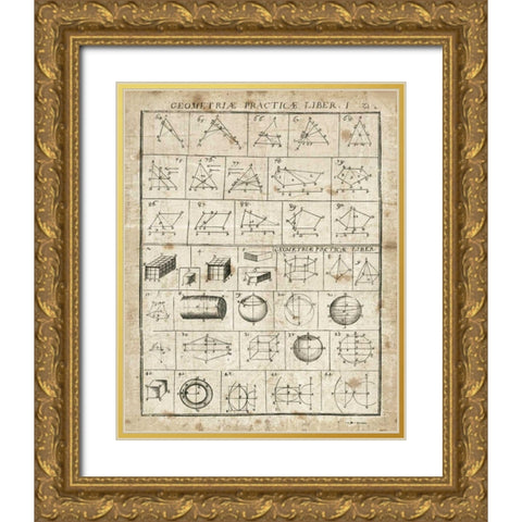 Geometric Chart I Gold Ornate Wood Framed Art Print with Double Matting by Wild Apple Portfolio