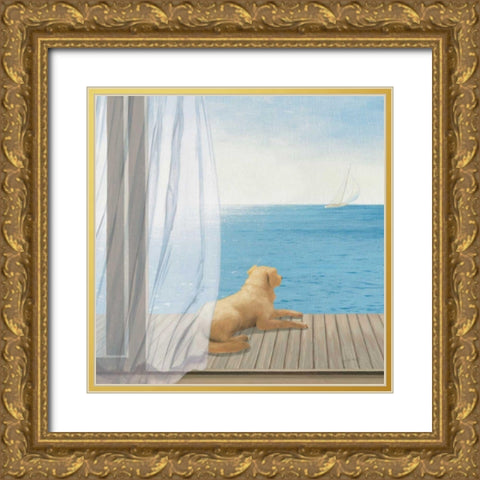 Blue Breeze II Gold Ornate Wood Framed Art Print with Double Matting by Wiens, James