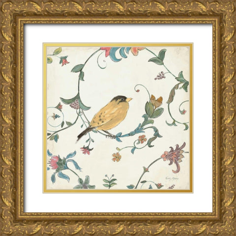 Birds Gem III Gold Ornate Wood Framed Art Print with Double Matting by Adams, Emily