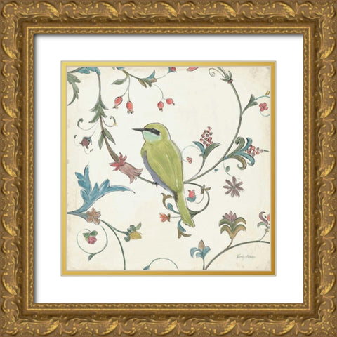 Birds Gem IV Gold Ornate Wood Framed Art Print with Double Matting by Adams, Emily