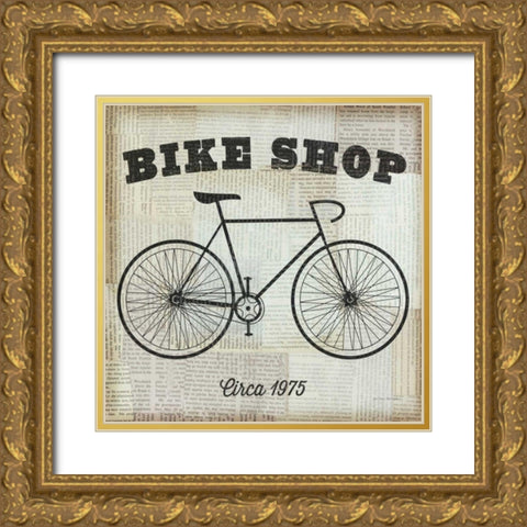Bike Shop Gold Ornate Wood Framed Art Print with Double Matting by Mullan, Michael