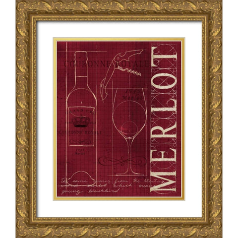 Wine Blueprint II v2 Gold Ornate Wood Framed Art Print with Double Matting by Fabiano, Marco