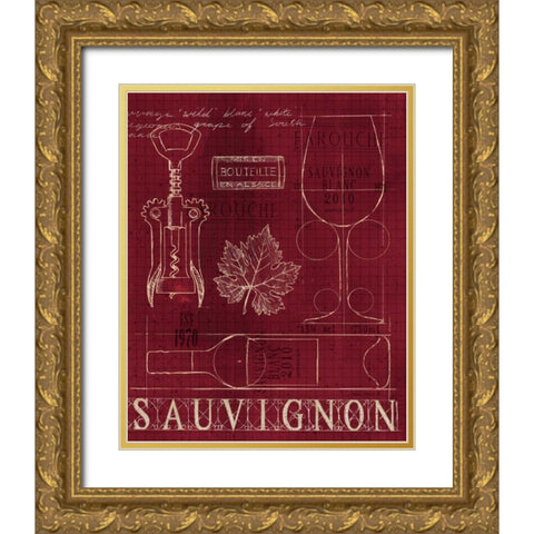 Wine Blueprint IV v2 Gold Ornate Wood Framed Art Print with Double Matting by Fabiano, Marco
