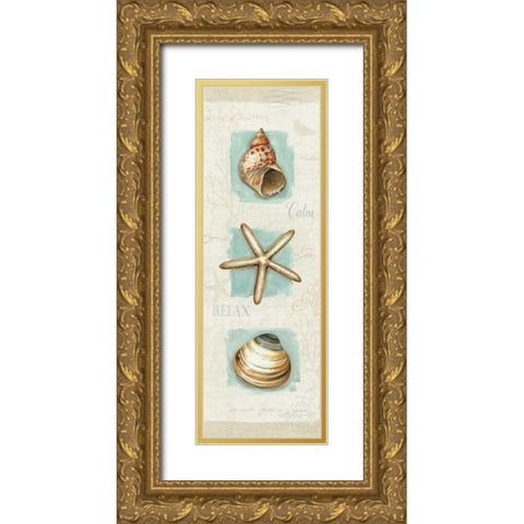 Coastal Jewels Panel I Gold Ornate Wood Framed Art Print with Double Matting by Audit, Lisa