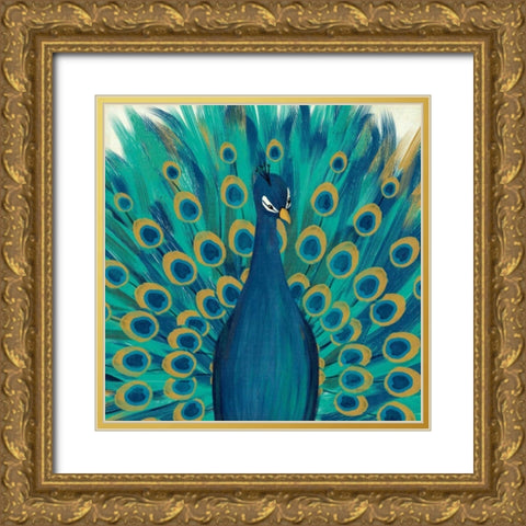 Proud as a Peacock I Gold Ornate Wood Framed Art Print with Double Matting by Charron, Veronique
