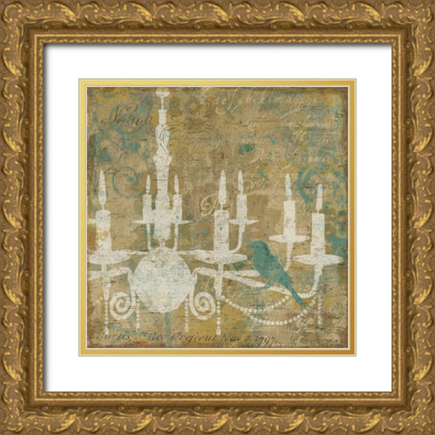 Faded Ornate I Aqua Gold Ornate Wood Framed Art Print with Double Matting by Pela Studio