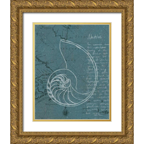 Coastal Blueprint V Dark Gold Ornate Wood Framed Art Print with Double Matting by Fabiano, Marco