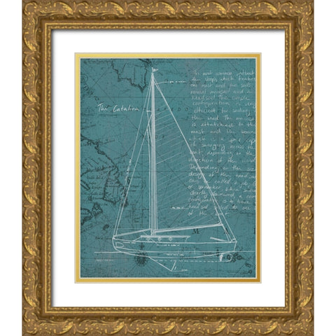 Coastal Blueprint VI Gold Ornate Wood Framed Art Print with Double Matting by Fabiano, Marco