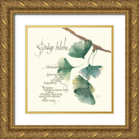Ginkgo Biloba Gold Ornate Wood Framed Art Print with Double Matting by Paschke, Chris