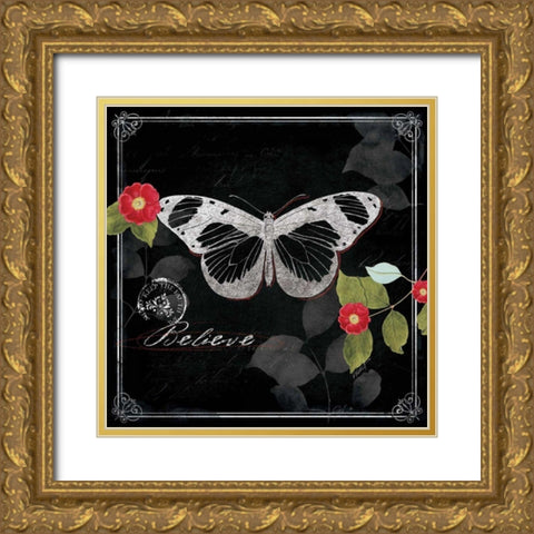 Chalkboard Wings II Gold Ornate Wood Framed Art Print with Double Matting by Pertiet, Katie