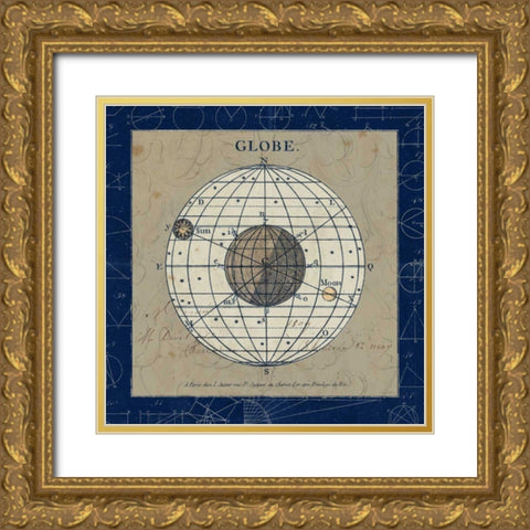 Globe Blue Gold Ornate Wood Framed Art Print with Double Matting by Schlabach, Sue