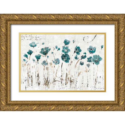 Abstract Balance VI Blue Gold Ornate Wood Framed Art Print with Double Matting by Audit, Lisa