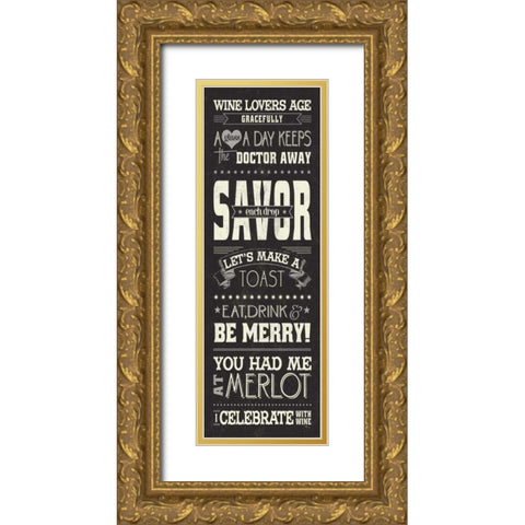 Wine Lovers I Gold Ornate Wood Framed Art Print with Double Matting by Pela Studio
