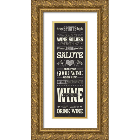 Wine Lovers II Gold Ornate Wood Framed Art Print with Double Matting by Pela Studio