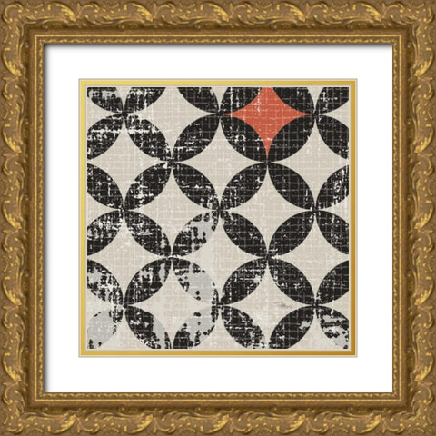 Geometric Patchwork Puree Pumpkin Square V v.2 Gold Ornate Wood Framed Art Print with Double Matting by Pela Studio