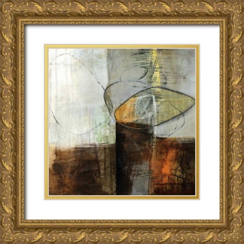 Abstract Pebble IV Gold Ornate Wood Framed Art Print with Double Matting by Davies, Jane