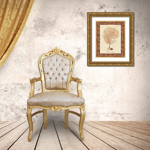 Gorgonia Granulata Marble Gold Ornate Wood Framed Art Print with Double Matting by Wild Apple Portfolio