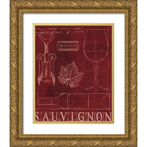 Wine Blueprint IV Gold Ornate Wood Framed Art Print with Double Matting by Fabiano, Marco