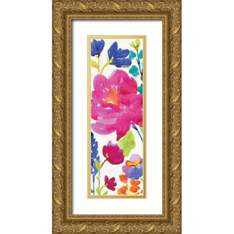Floral Medley Panel II Gold Ornate Wood Framed Art Print with Double Matting by Wild Apple Portfolio
