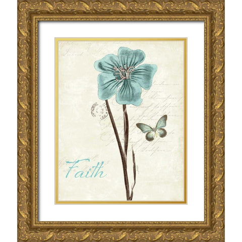 Slated Blue III Faith Gold Ornate Wood Framed Art Print with Double Matting by Pertiet, Katie