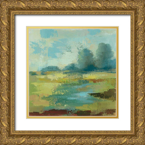 Windsor Blue Field IV Gold Ornate Wood Framed Art Print with Double Matting by Vassileva, Silvia