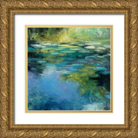 Water Lilies III Gold Ornate Wood Framed Art Print with Double Matting by Purinton, Julia