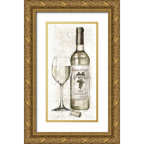 Pencil Wine II Gold Ornate Wood Framed Art Print with Double Matting by Tillmon, Avery