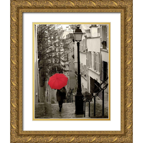 Paris Stroll II Gold Ornate Wood Framed Art Print with Double Matting by Schlabach, Sue