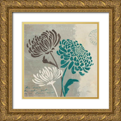 Chrysanthemums II Gold Ornate Wood Framed Art Print with Double Matting by Wellington Studio