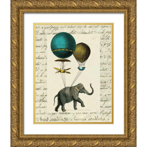 Elephant Ride I v.2 Gold Ornate Wood Framed Art Print with Double Matting by Schlabach, Sue