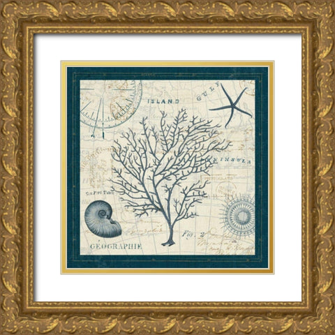 Ocean Life IV Gold Ornate Wood Framed Art Print with Double Matting by ERR, Pela