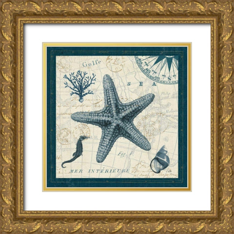 Ocean Life V Gold Ornate Wood Framed Art Print with Double Matting by ERR, Pela