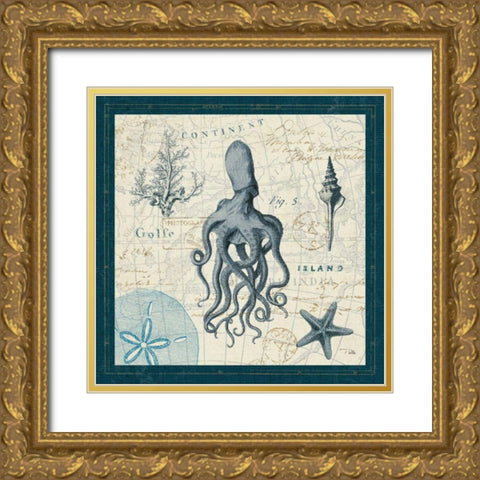 Ocean Life VII Gold Ornate Wood Framed Art Print with Double Matting by ERR, Pela