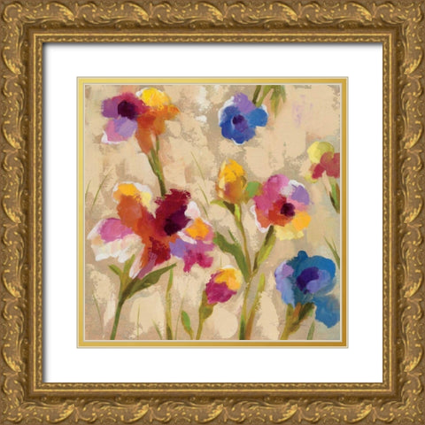 Bold Bright Flowers II Gold Ornate Wood Framed Art Print with Double Matting by Vassileva, Silvia